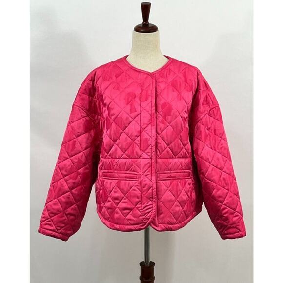 KONRAD Sz M Medium Irmi Pink Orange Reversible Quilted Coat Jacket